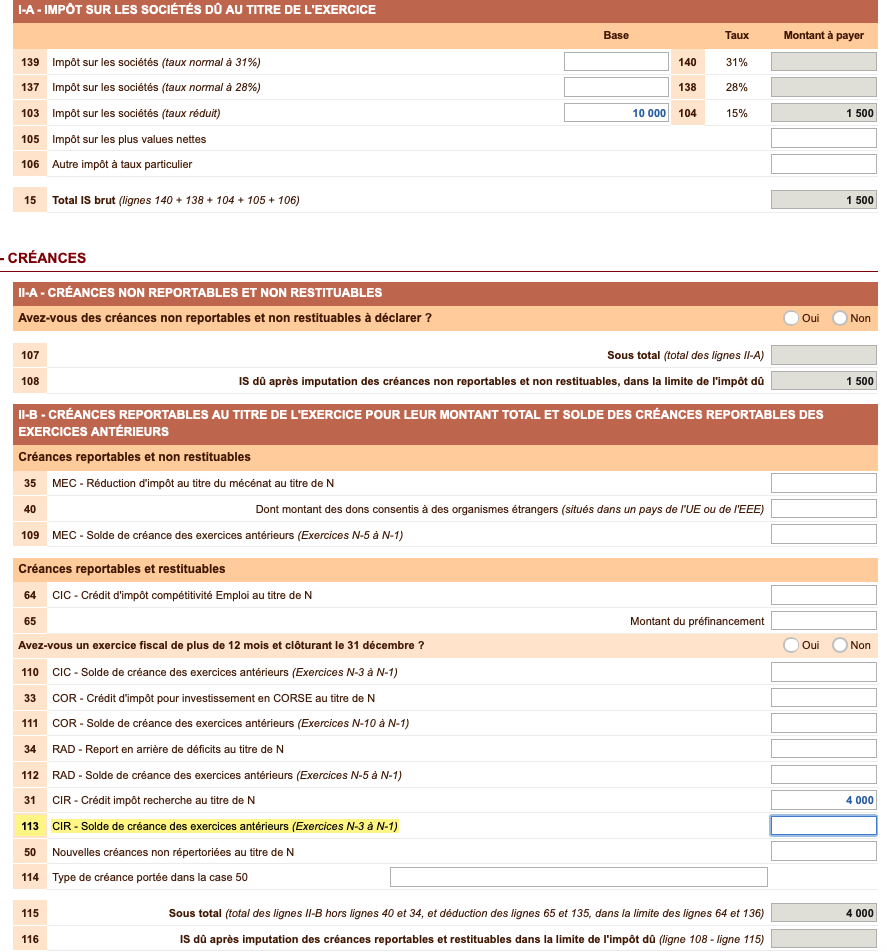 Comptabilisation et déclaration d’un crédit d’impôt (crédit impôt